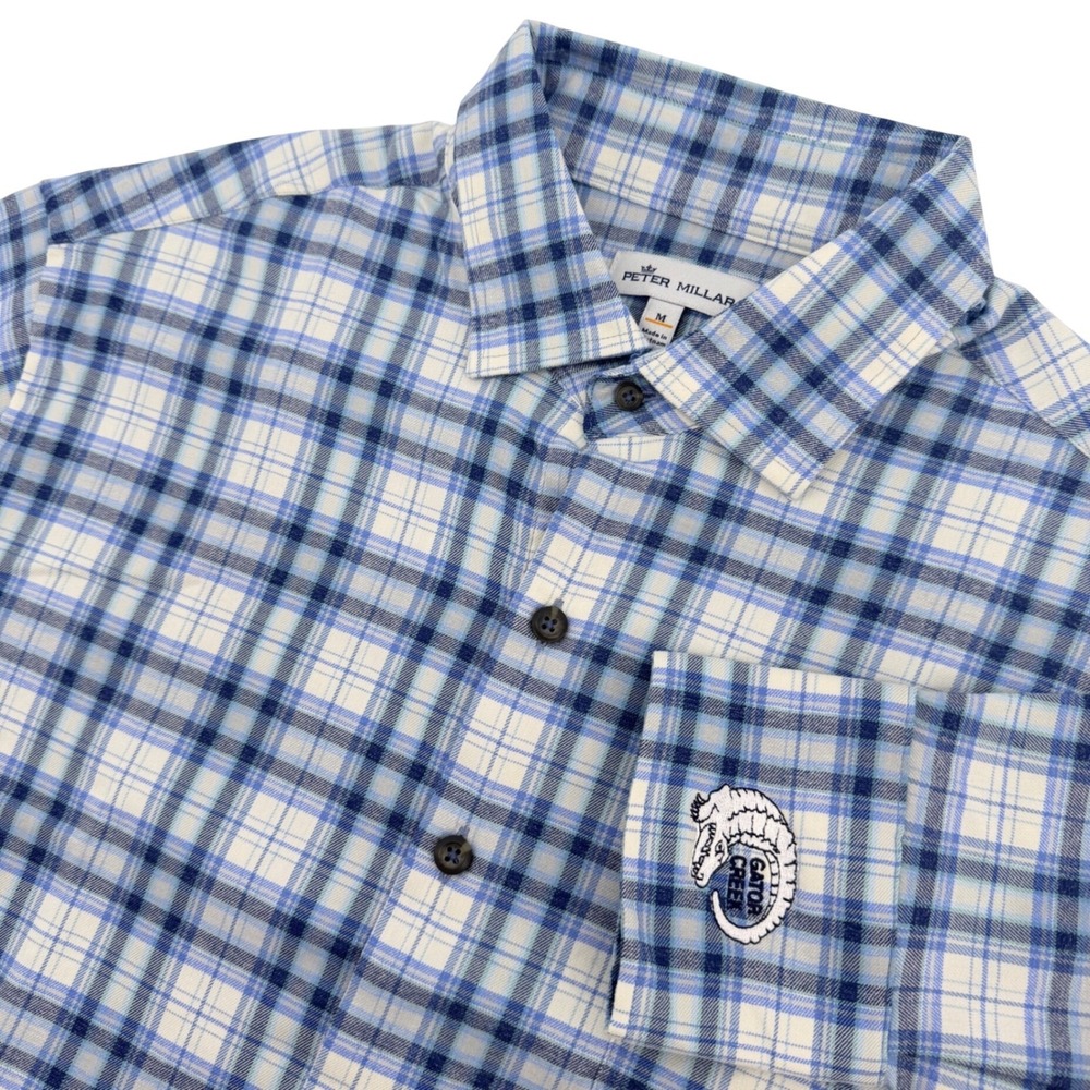 Peter Millar Shirt Mens M Blue Plaid Long Sleeve Casual Gator Creek Country Club